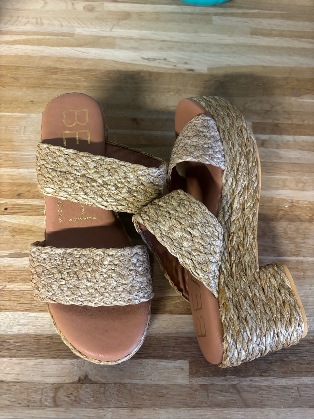 Braided Jute Platform Slide Sandals in Natural - Picture 2 of 3